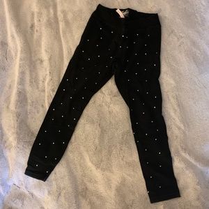 Justice Black Leggings with Silver Gems Girls 12